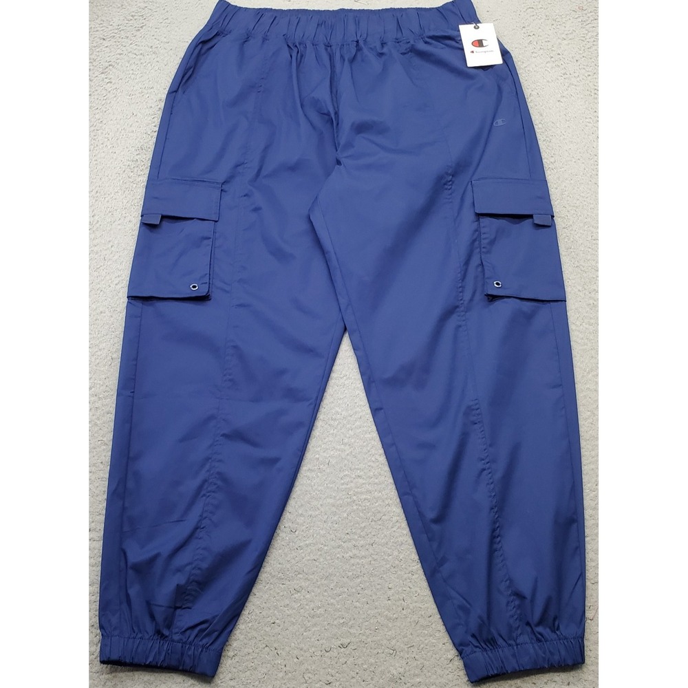 Champion Cargo Pants Womens XL Blue Tapered Vintage Wash Elastic Waist Athletic